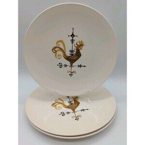 Weather Vane Edwin Knowles 10” Dinner Plates Set Of 3 Vintage MCM Retro Rooster